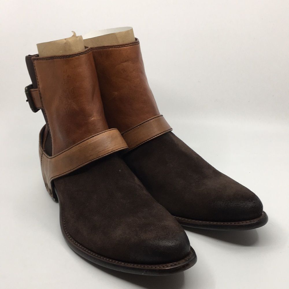 Marco Delli Tyler Ankle Boots mahogany suede and British tan leather Sz EU 42 M9 - Picture 4 of 16